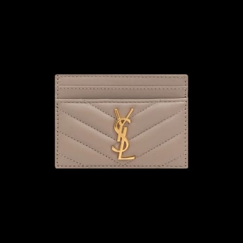 Saint Laurent Cassandre Matelassé Card Case 'Greyish Brown'
