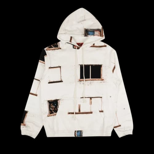 424 Flag Barred Window Hooded Sweatshirt 'White'