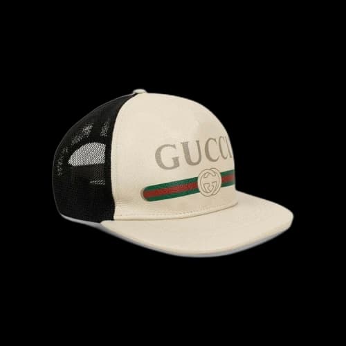 Gucci Print Leather Baseball Hat 'White'
