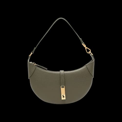 Polo Ralph Lauren Shiny Drum Pebble Small Shoulder Bag 'Hunting Olive'