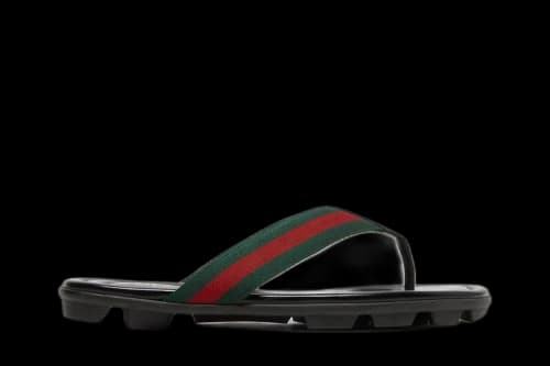 Gucci Leather Web Thong 'Black'