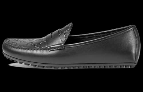 Gucci Signature Driver Black Debossed Leather