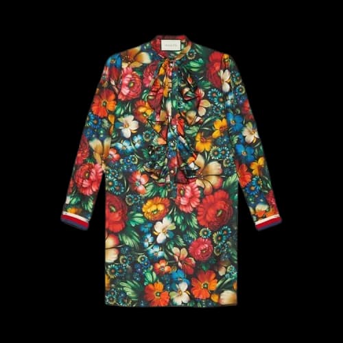 Gucci Floral Print Silk Dress 'Multicolor'