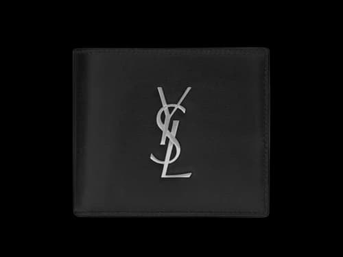 Saint Laurent Cassandre East/West Wallet Silver Logo Black