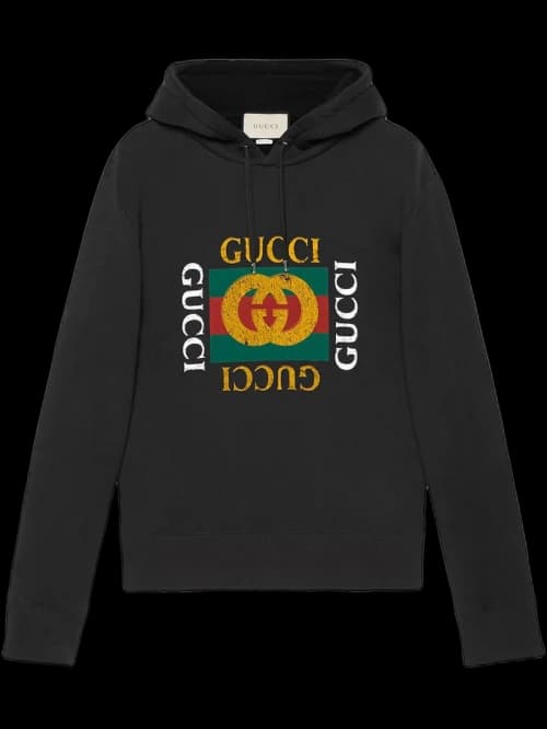 Gucci Logo Print Hoodie Black/Multi