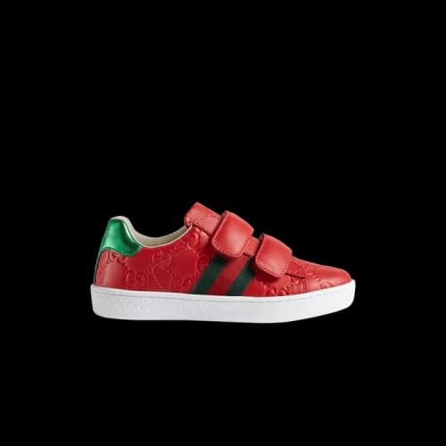 Gucci Signature Leather Web Sneaker Children