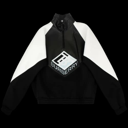Burberry Logo Graphic Funnel Neck Sweater 'Black/White'