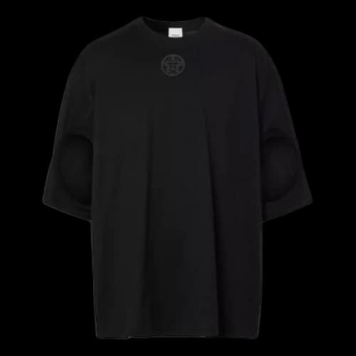 Burberry Hollow Out Sleeve Printing Cotton Loose Black