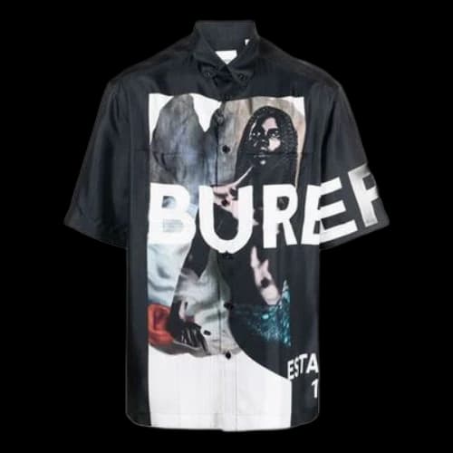Burberry SS21 Logo Mermaid Printing Shirt Male Black