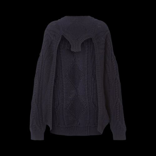 Burberry Cable Knit Technical Cotton Reconstructed Sweater 'Ink Blue'
