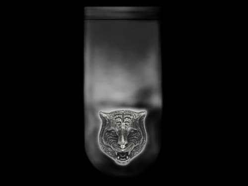 Gucci Feline Head Money Clip Silver