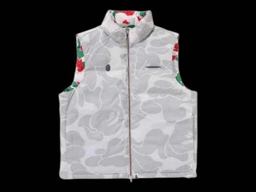 BAPE x Pagani Solid Camo Logo Down Vest Grey