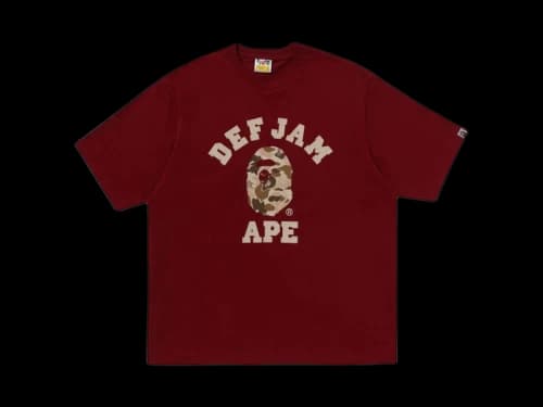 BAPE x Def Jam Camo College Relaxed Fit Tee (FW25) Burgundy