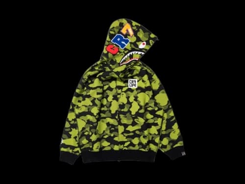 BAPE x CR7 Life Logo Relaxed Fit Shark Full Zip Hoodie Green