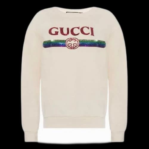 Gucci Logo Bright Pattern Casual Round Neck Pullover White Hoodie (Women's)