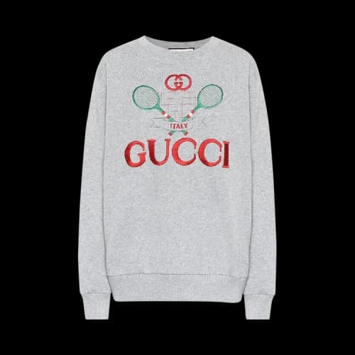 Gucci Logo Embroidered Sweatshirt 'Grey Melange'
