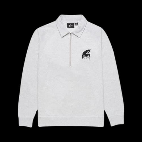 Parra Backwards Half Zip Polo Sweatshirt 'Ash Grey'