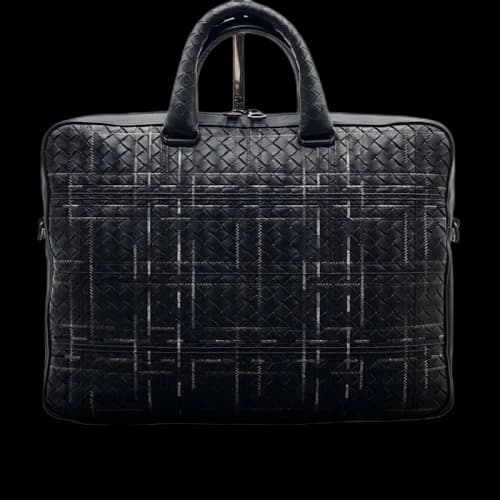 Bottega Veneta Atlas Intrecciato Leather Briefcase Black