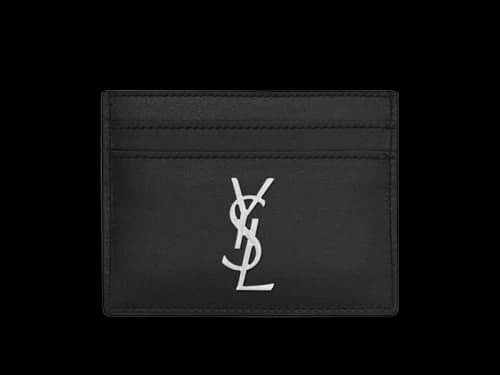 Saint Laurent Cassandre (5 Card Slot) Card Case Silver Logo Black
