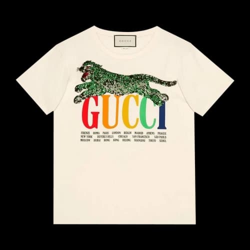 Gucci Logo Printed T-Shirt 'Off White'
