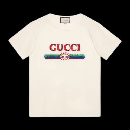 Gucci Oversize T-Shirt With Sequin Logo 'Off White'