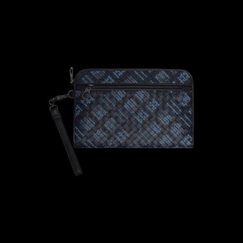 Bottega Veneta Intrecciato Polka Dot Document Case Wristlet 'Blue'