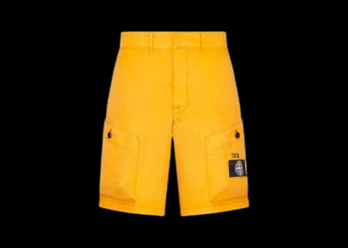 Dior x Stone Island Cotton-Blend Satin Bermuda Shorts Yellow
