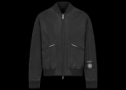 Dior x Stone Island Habotai Silk Blend Bomber Jacket Black