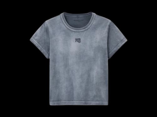 T by Alexander Wang Essential JSY Shrunk W/Puff Logo & Bound Neck Tee Washed Asphalt