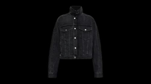Alexander Wang Women's Embossed Logo Panel Denim Track Jacket Aged Grey