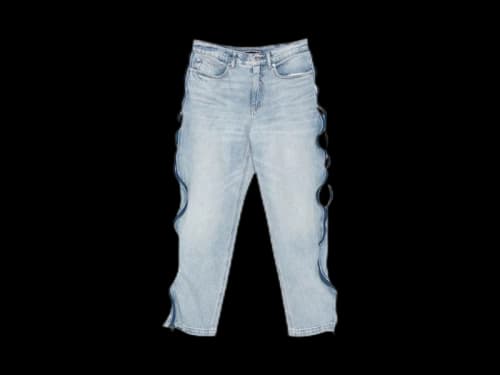 Alexander Wang Basketball Mesh Curved Zipper Pants Vintage Bleach Blue