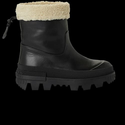 Moncler Moscova Faux Fur-Trimmed Leather Ankle Boot 'Black' (Women's)