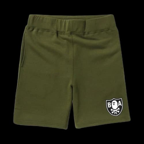 BAPE Color Ape Crossbone One Point Sweat Shorts 'Olive Green'