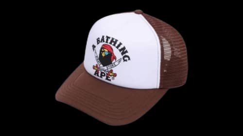 BAPE Ape Crossbone College Mesh Cap Brown