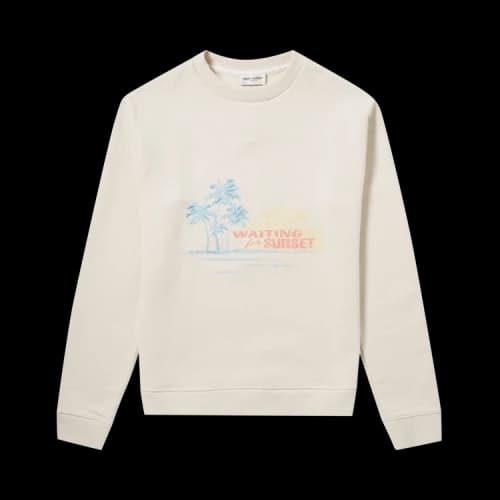 Saint Laurent Waiting For Sunset Embroidered Crewneck Jersey Sweater 'Ivory'