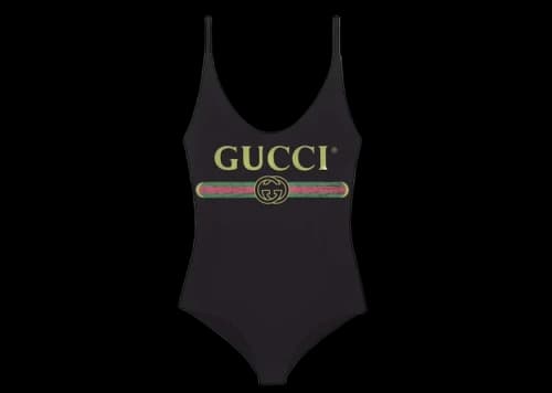 Gucci Sparkling Gucci Logo One-piece Swimsuit Black