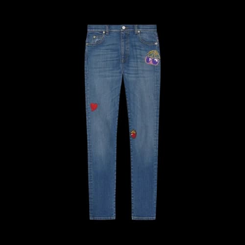 Gucci Embroidered Skinny Jeans 'Blue'