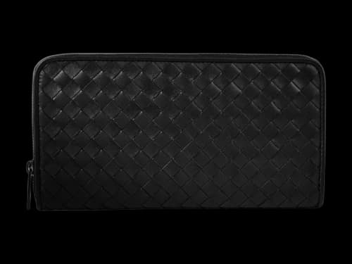 Bottega Veneta Wallet Intrecciato Zip Black