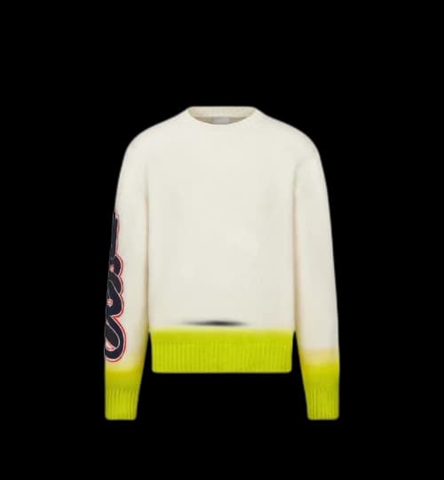 Dior x KAWS Sweater White and Yellow Wool Knit