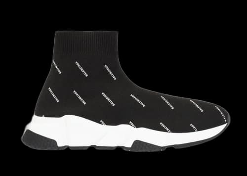 Balenciaga Speed Trainer Logo Print Black White 2020 (Women's)
