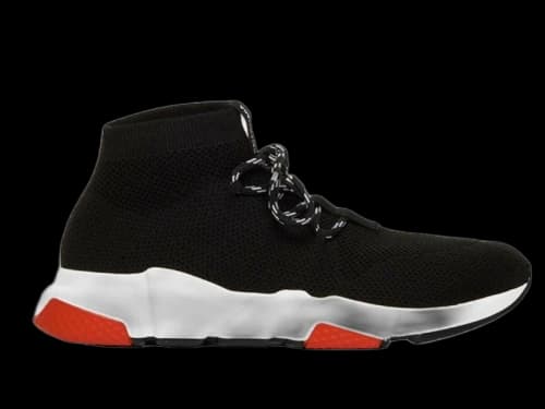 Balenciaga Speed Trainer Lace Up Black Black White Red