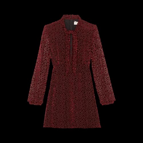 Saint Laurent Devore Mini Dress 'Burgundy'