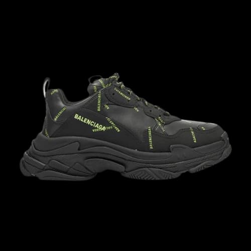 Balenciaga Triple S Sneaker 'Allover Logo - Black Fluo Yellow'