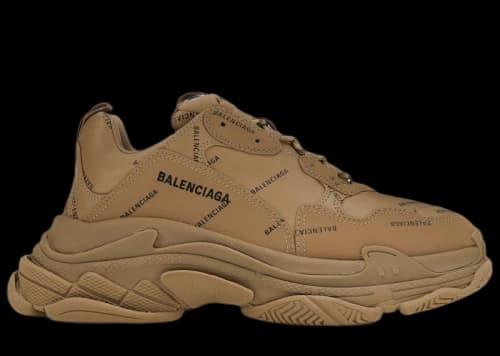 Balenciaga All Over Logo Triple S Beige