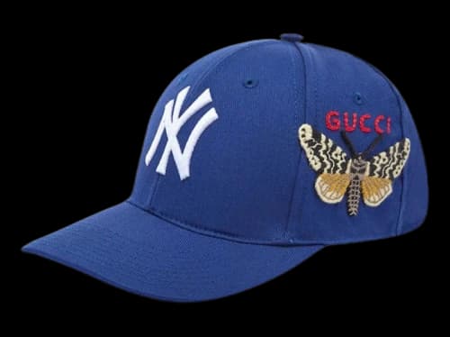 Gucci NY Yankees Embroidered Butterfly Baseball Cap Blue