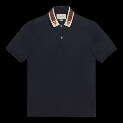 Gucci Stripe Short Sleeve polo Navy Blue