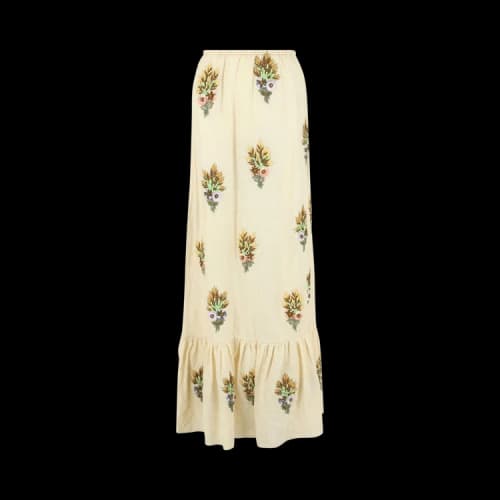 Gucci Embroidered Linen Tiered Skirt White