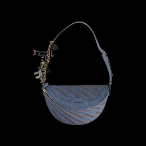 Balenciaga Denim Charmed Souvenir Belt Bag 'Blue'