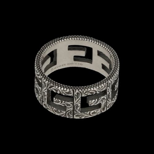 Gucci Silver Gucci Sterling Silver G Cube Wide Band Ring Silver