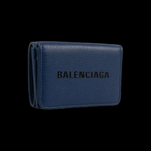 Balenciaga Pebbled Monogram Wallet 'Blue'